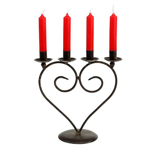 Floristik24 Heart shaped candle holder brown H17cm W16cm