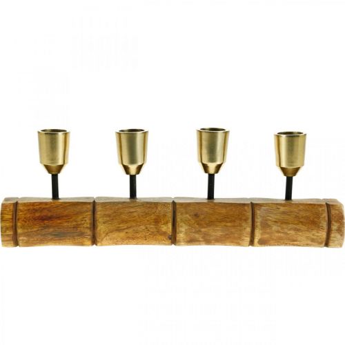 Product Candle holder made of metal, mango wood, bamboo look L29.5cm Ø2.2cm