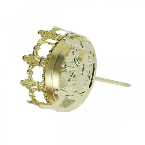 Floristik24 Tealight holder crown, candle decoration Christmas, candle holder for Advent wreath Golden Ø5.5cm 4 pcs
