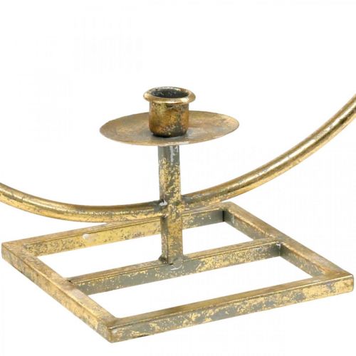 Floristik24 Candle decoration for standing, decorative ring with candle holder, Christmas decoration made of metal golden antique look Ø40cm 43Hcm