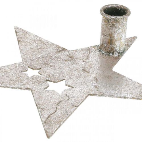 Product Metal decoration star, tapered candle holder for Christmas silver, antique look 20cm × 19.5cm