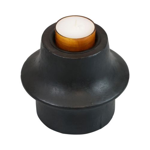 Product Tealight holder black candle holder ceramic Ø12cm H9cm
