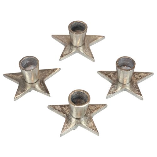 Product Candlestick silver candlestick star 8x8x4.5cm 4pcs