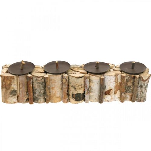 Floristik24 Table decoration Advent birch candlestick wood 45 × 8cm H9cm