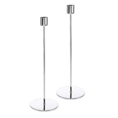 Product Metal candle holder set for taper candles silver Ø2.2cm H28cm 2pcs