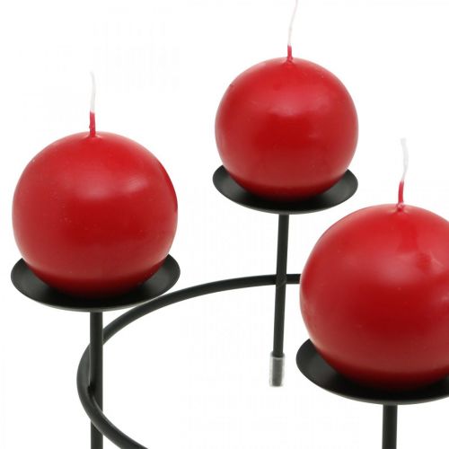 Product Candlestick for 4 candles black metal Advent wreath Ø18.5cm 2pcs