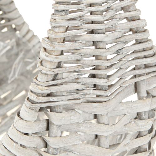 Product Basket with handle, wicker basket, washed grey, H43/34/27cm, set of 3