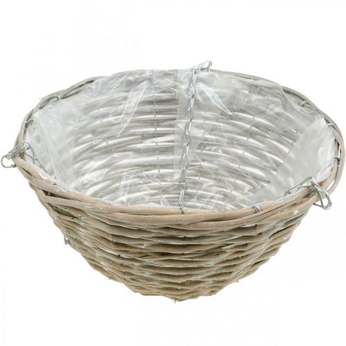 Floristik24 Plant bowl for hanging, braided hanging basket natural, washed white H15cm Ø30cm