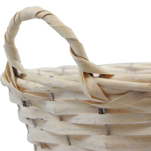 Product Basket with handles chip basket plant basket whitened Ø30cm H14cm