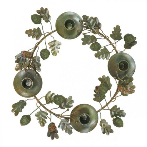Product Candle wreath metal brass look decoration acorns Ø36cm
