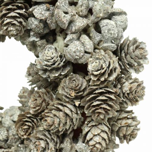 Floristik24 Deco wreath cones larch and cypress white, glitter Ø20cm 2pcs