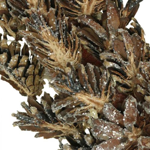 Product Decorative wreath cones Christmas wreath brown, glitter Ø30cm