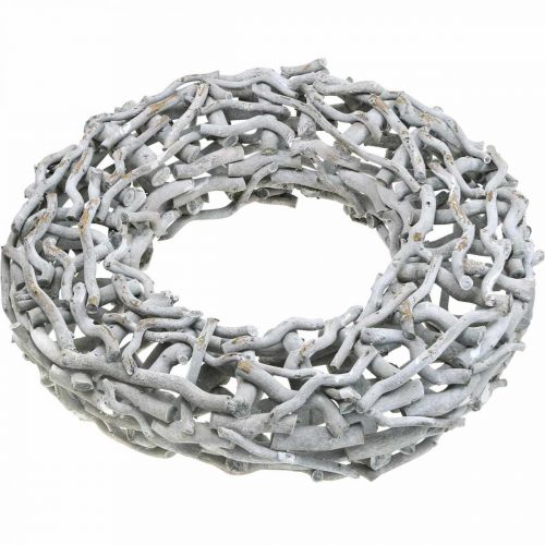 Floristik24 Decorative wreath wood and twigs whitewashed Wooden wreath large Ø60cm