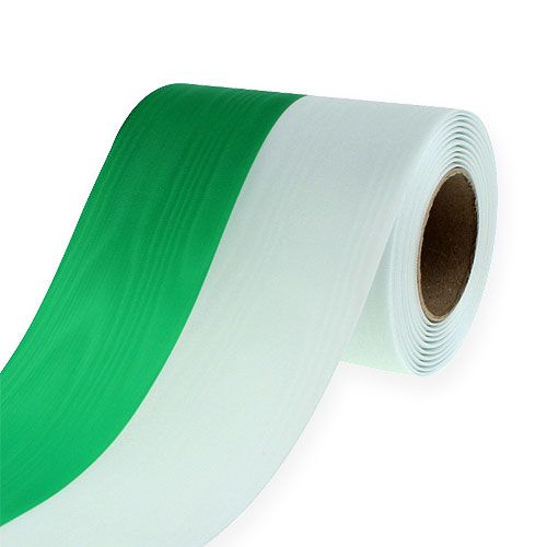 Floristik24 Wreath ribbons Moiré green-white 100mm 25m