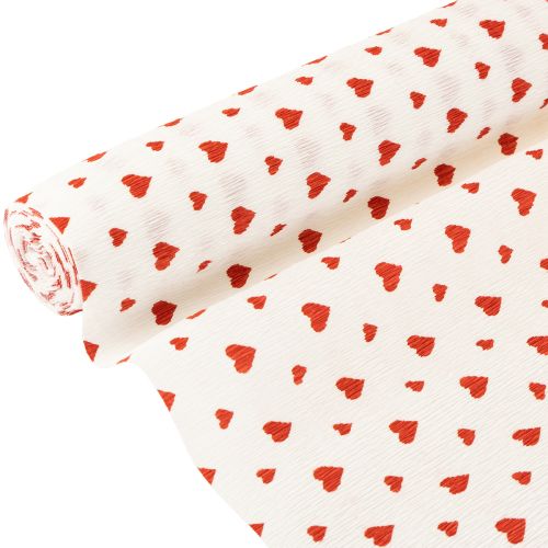 Product Crepe paper with hearts Florist's crepe Mothers Day red, white 50 × 250cm