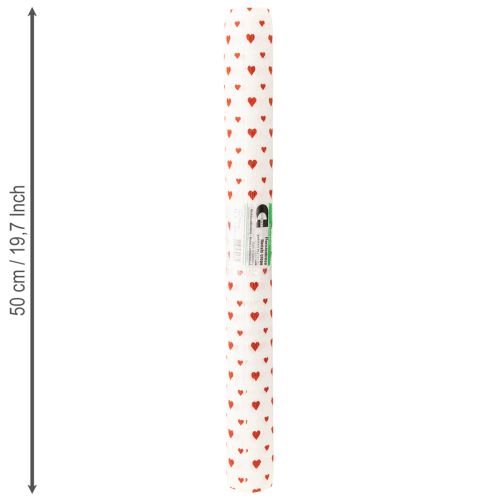 Product Crepe paper with hearts Florist's crepe Mothers Day red, white 50 × 250cm