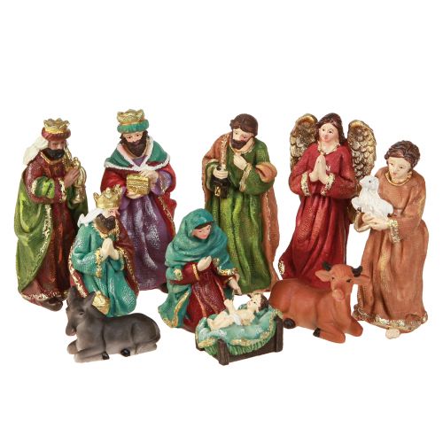 Nativity Figures Set Hand-Painted Polyresin 5.5-12cm 10pcs