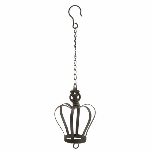 Product Metal crown to hang with hook rusty brown Ø11cm H17cm