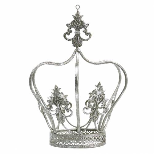 Floristik24 Decorative crown silver metal Ø17.3cm H22.5cm