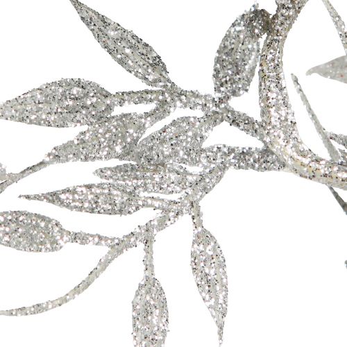 Product Artificial Garland Silver Glitter Fern Leaf Garland 180cm 3 Pcs