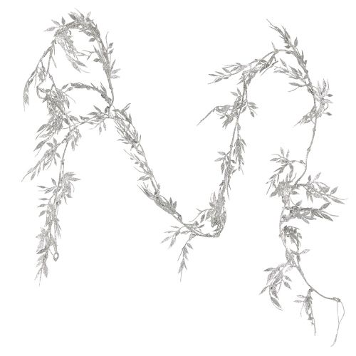 Product Artificial Garland Silver Glitter Fern Leaf Garland 180cm 3 Pcs