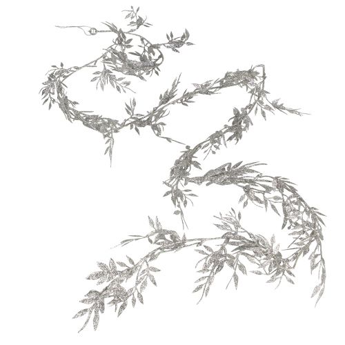 Product Artificial Garland Silver Glitter Fern Leaf Garland 180cm 3 Pcs
