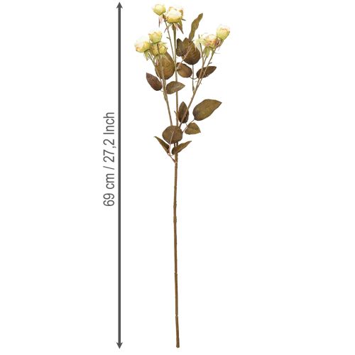 Product Artificial roses wilted Drylook 9 petals cream 69cm