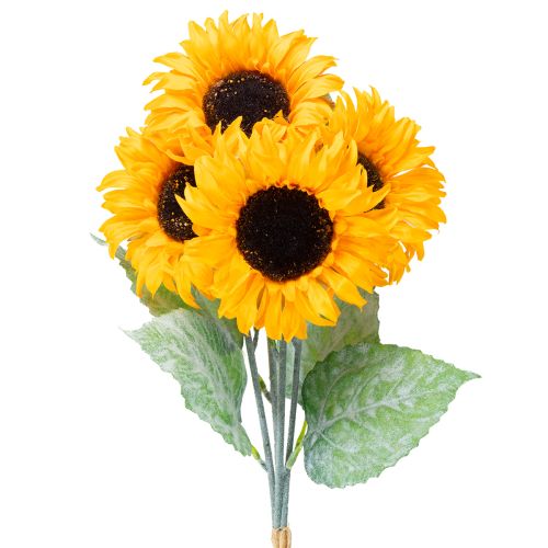 Product Artificial Sunflower Decoration with Leaves Yellow 58cm 4 pcs