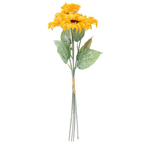 Product Artificial Sunflower Decoration with Leaves Yellow 58cm 4 pcs