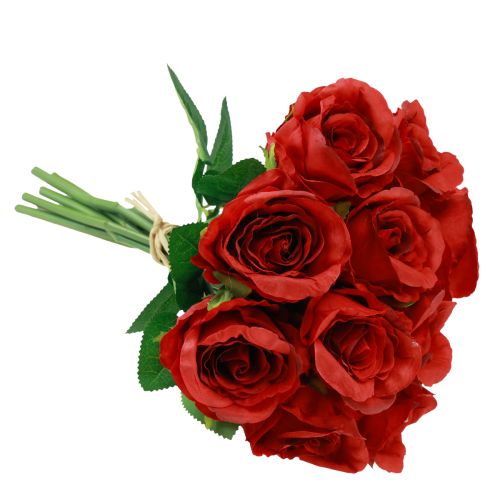 Product Artificial Roses in Bunch Red 30cm 10 pcs