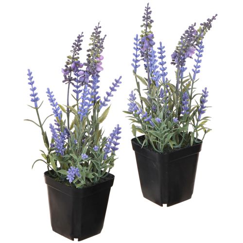 Artificial Lavender in Pot Flowering Artificial Plants 25cm 2pcs