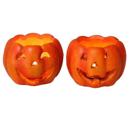 Floristik24 Pumpkin lantern orange Ø8.5cm H6.5cm 2pcs