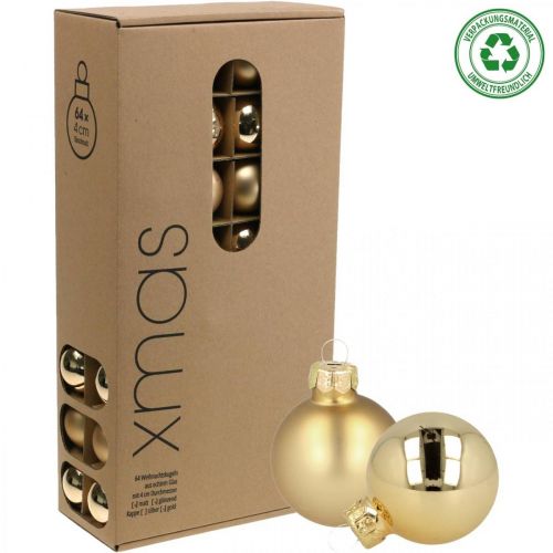 Product Christmas Balls Glass Gold Glass Ball Matt/Shiny Ø4cm 60 pcs