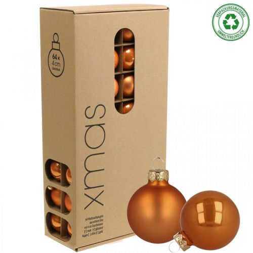 Product Christmas Balls Glass Orange Balls Matt/Shiny Ø4cm 60 pcs