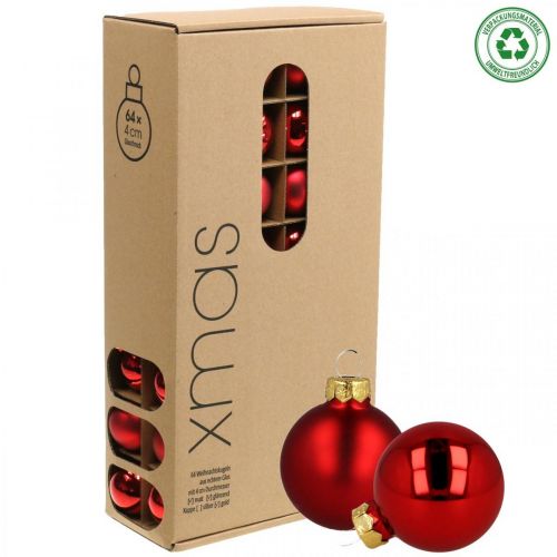 Floristik24 Christmas balls glass red glass balls matt/glossy Ø4cm 60 pieces