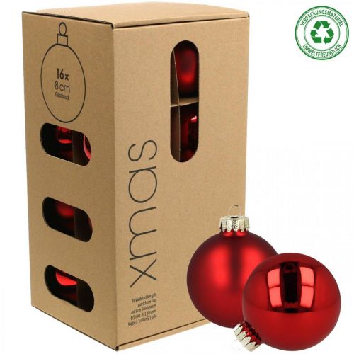 Floristik24 Christmas balls glass red glass balls matt shiny Ø8cm 14 pieces