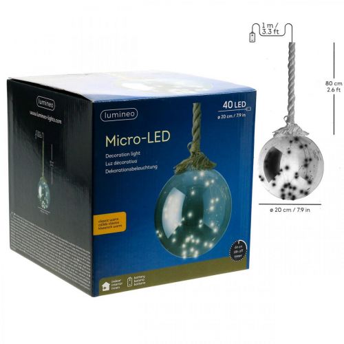 Product LED ball inside Ø20cm tinted 40L warm white timer