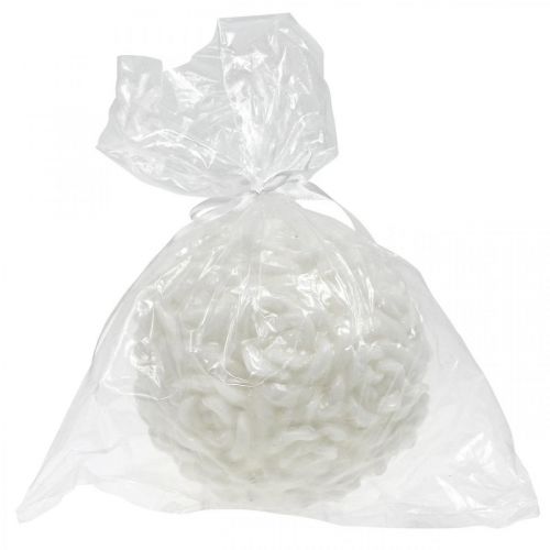 Product Ball candle with rose motif, table decoration for weddings and birthdays, 10.5cm, white