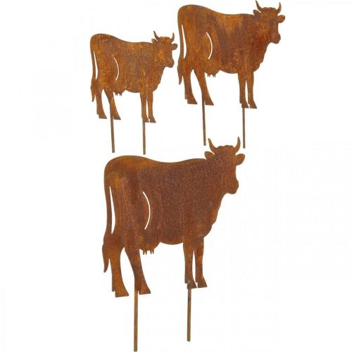 Floristik24 Cows, metal plug cow, garden decoration, patina L14.5/19/24cm set of 3