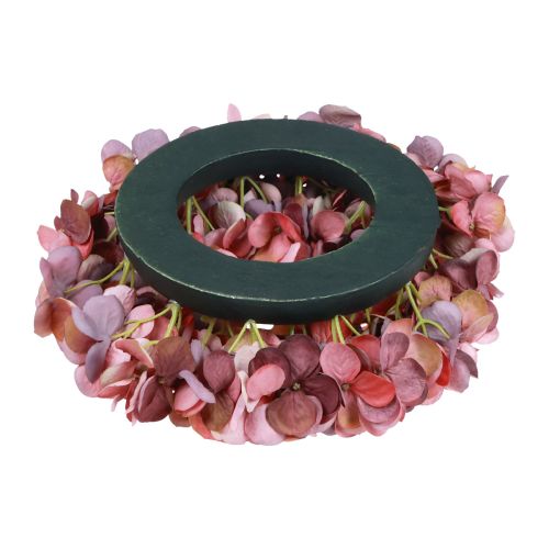 Product Artificial flowers decoration hydrangea wreath artificial old pink Ø26cm