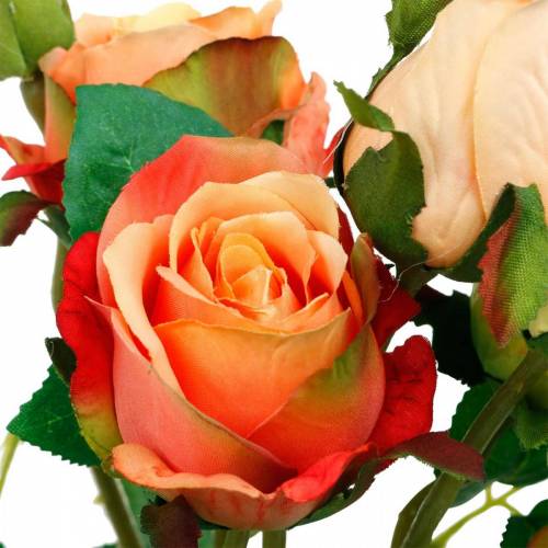 Product Artificial flowers, bouquet of roses, table decorations, silk flowers, artificial roses yellow-orange