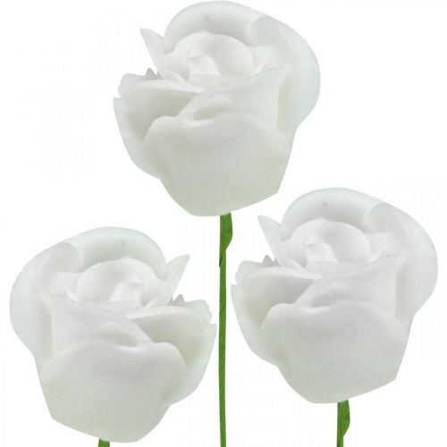 Artificial roses cream wax roses decorative roses wax Ø6cm 18pcs