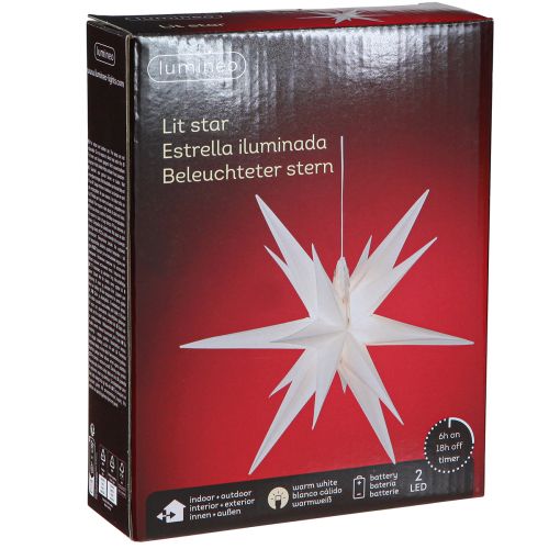 Floristik24 LED Star 3D White Timer Battery Outdoor Ø30cm H74cm