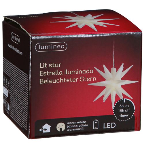Product LED star outdoor white illuminated star battery Ø12cm H66cm