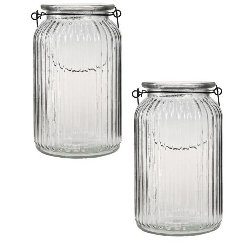 Product Lantern glass lantern for hanging handle H18cm 2pcs