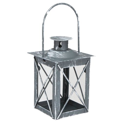 Lantern made of metal wind light grey vintage tealight H11cm 3 pcs