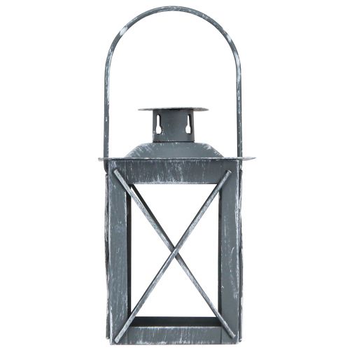 Product Lantern made of metal wind light grey vintage tealight H11cm 3 pcs