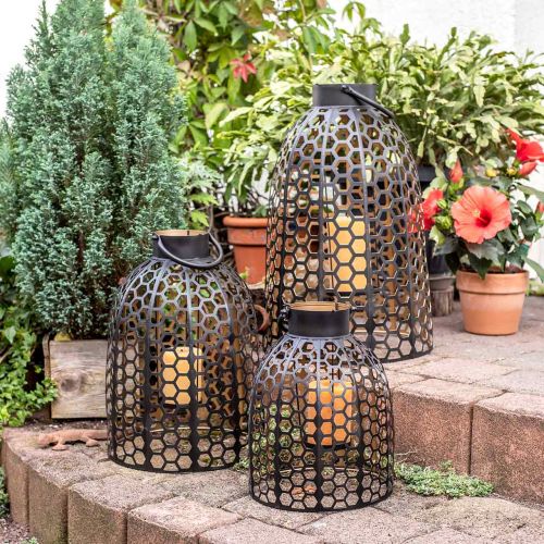 Floristik24 Lantern metal black large candle holder H52/40/30cm set of 3