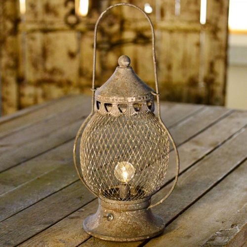 Floristik24 Metal lantern, LED lamp, Shabby Chic Ø16cm H33.5cm