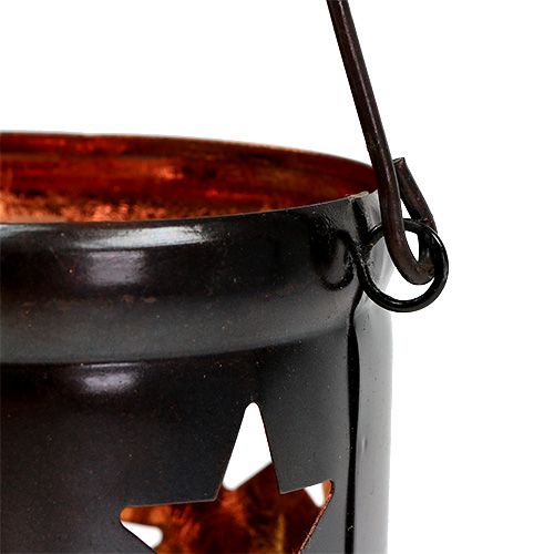Floristik24 Lantern with star pattern black-copper Ø10cm H13.5cm